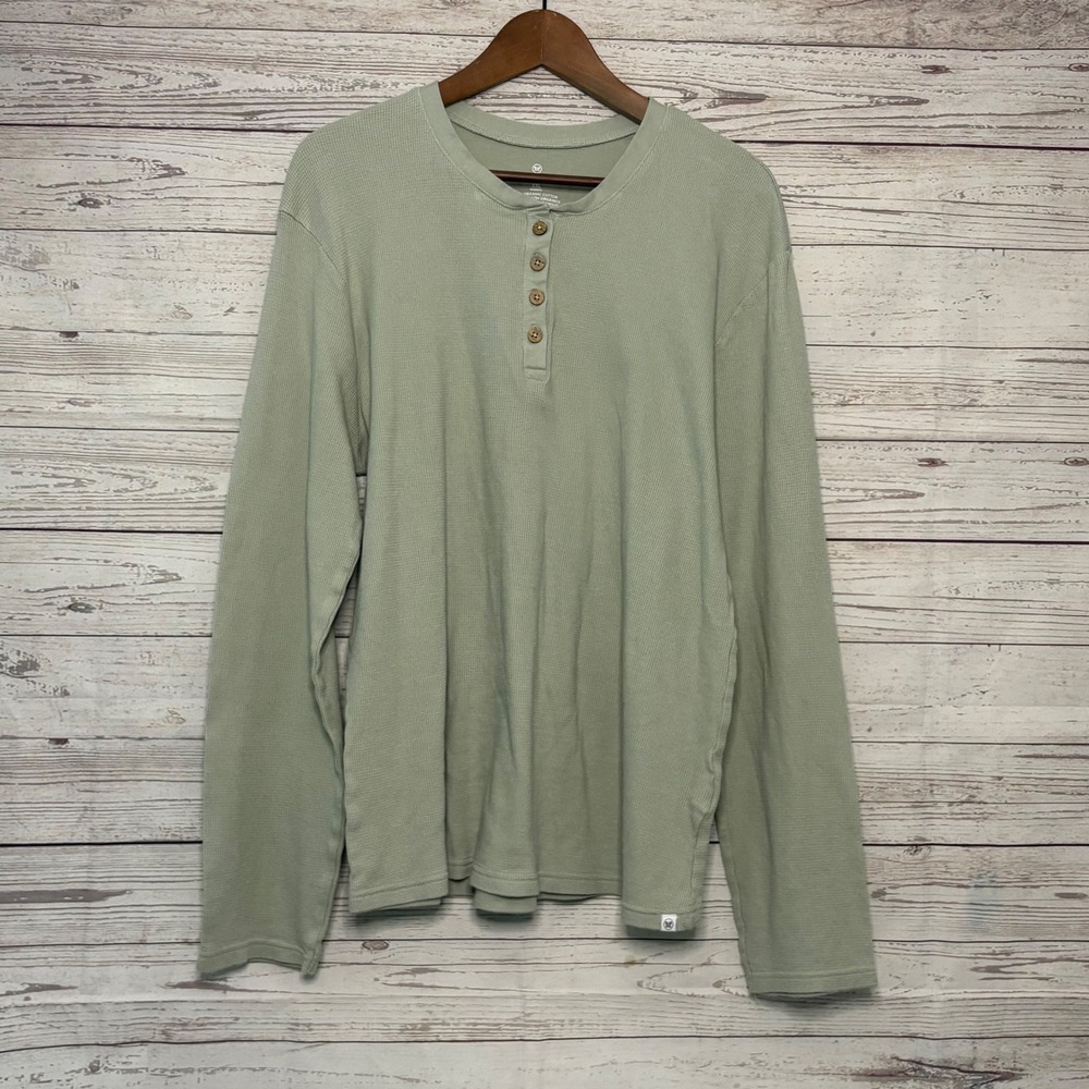 Honest Baby Clothing Womens XXL Sage Green Organic Cotton Waffle Henley Top
